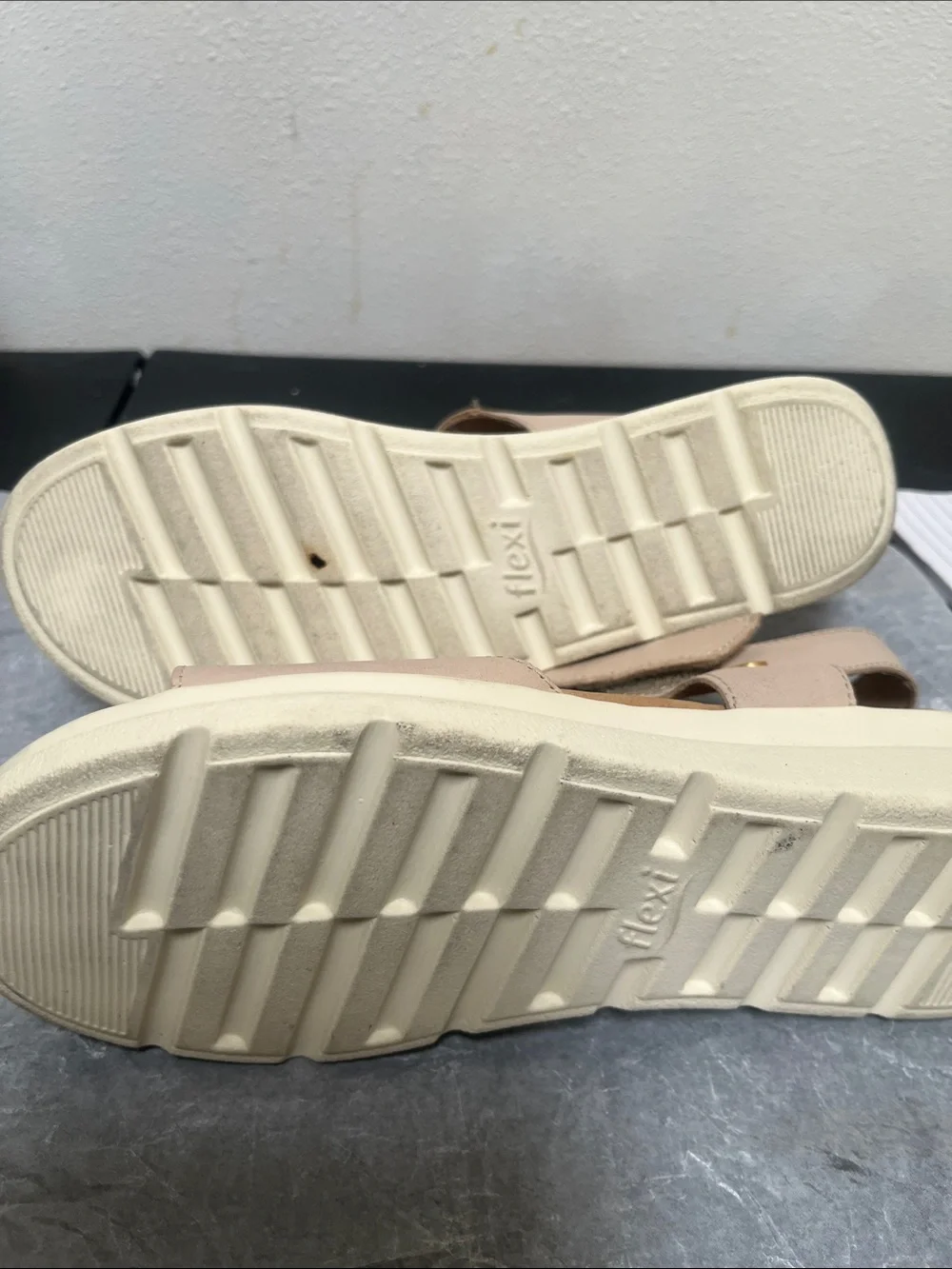 Flexi Beige T-Strap Comfort Sandals